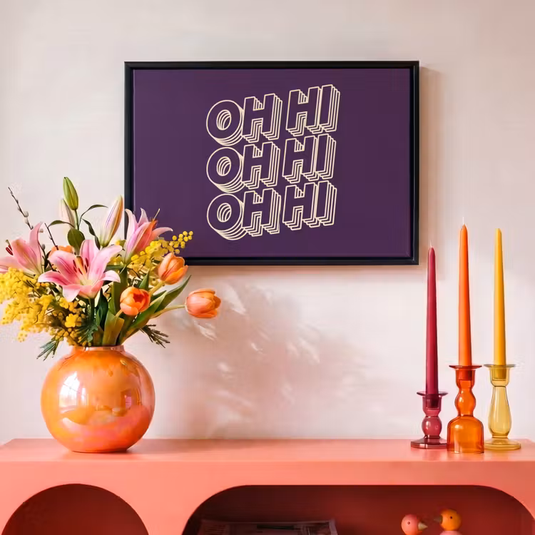 Canvas met lijst - Oh hi - Paars - 3D — 4