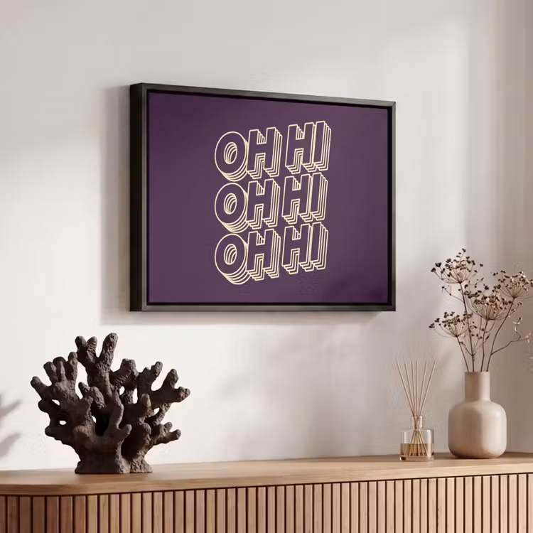 Canvas met lijst - Oh hi - Paars - 3D — 6