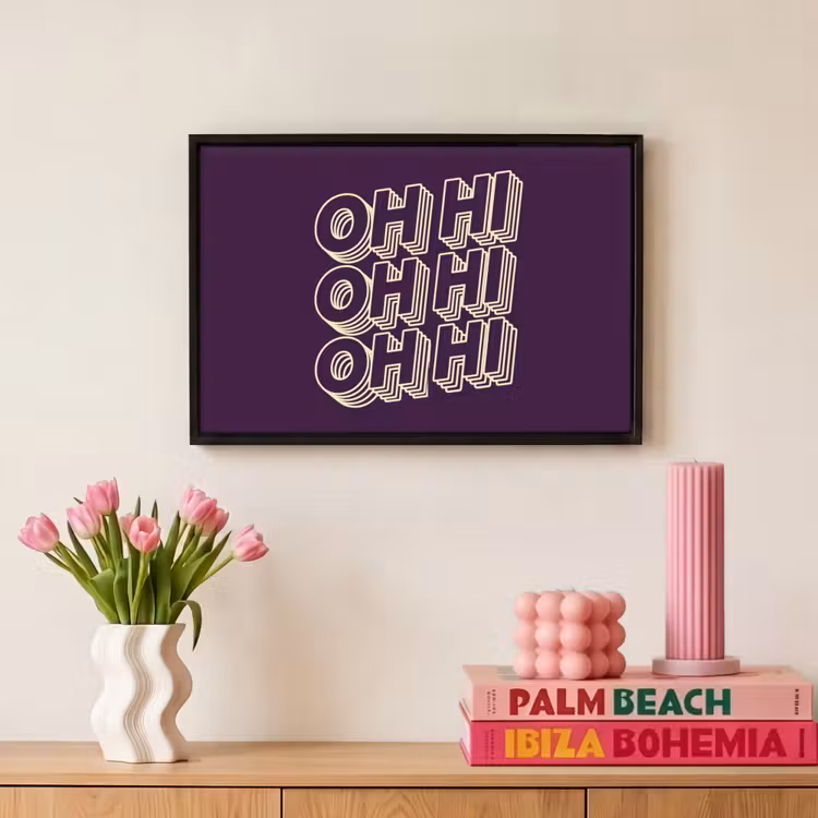 Canvas met lijst - Oh hi - Paars - 3D — 8