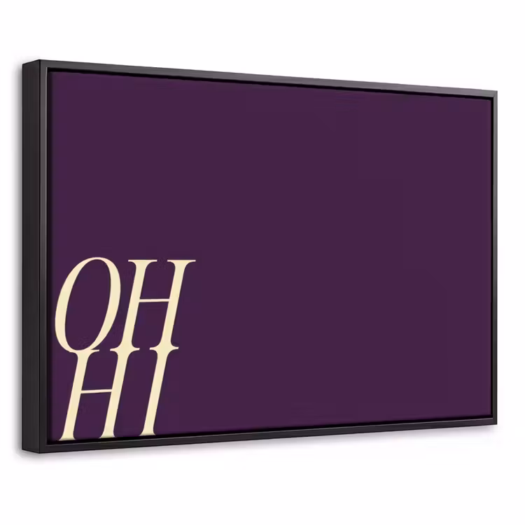 Canvas met lijst - Oh hi - Paars - Cursief — 1