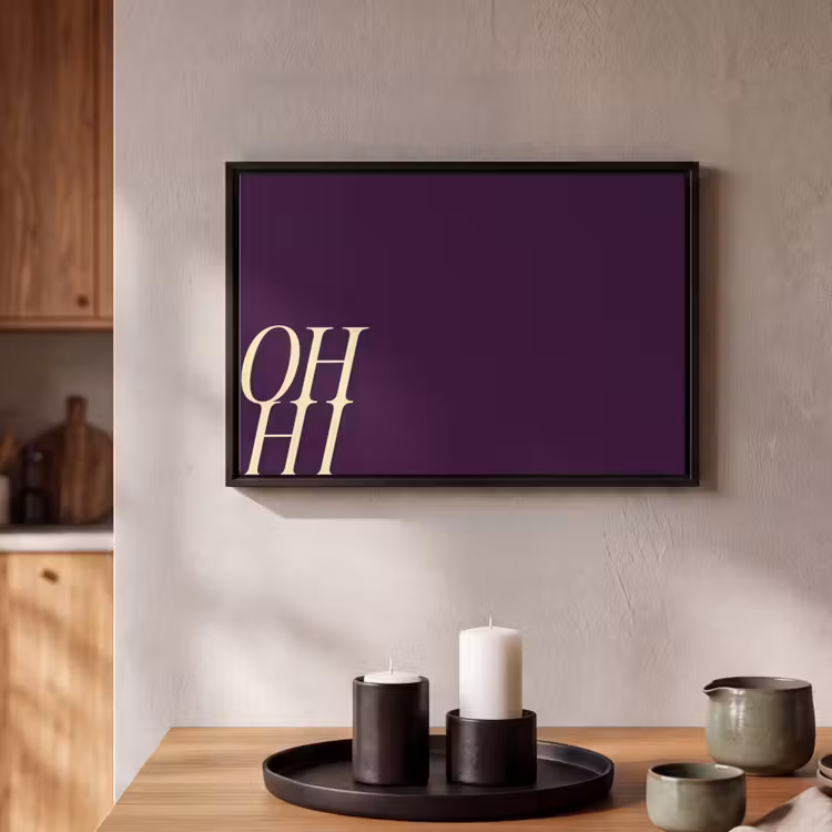 Canvas met lijst - Oh hi - Paars - Cursief — 2