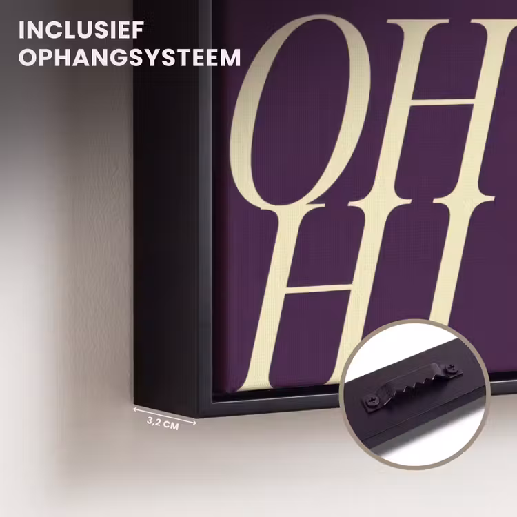 Canvas met lijst - Oh hi - Paars - Cursief — 3