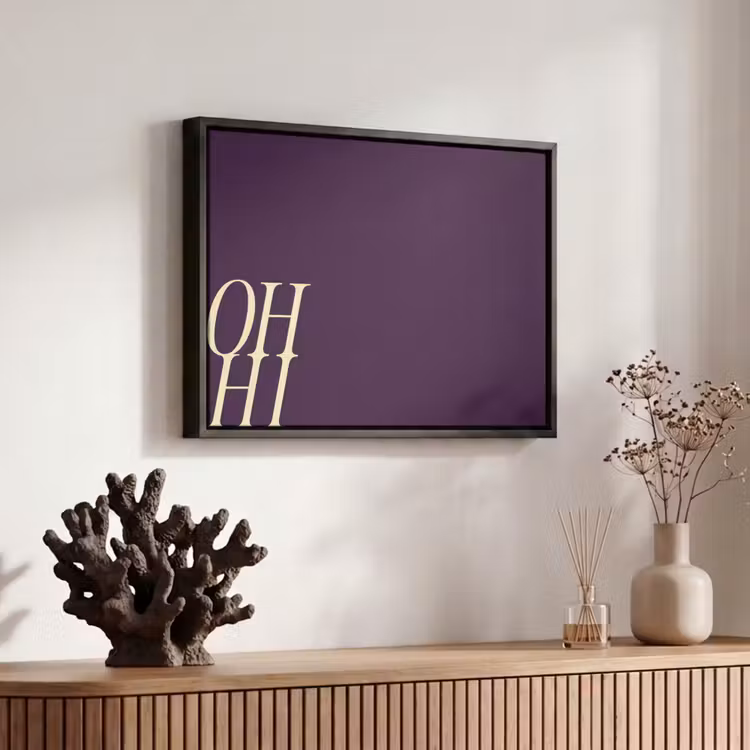 Canvas met lijst - Oh hi - Paars - Cursief — 6