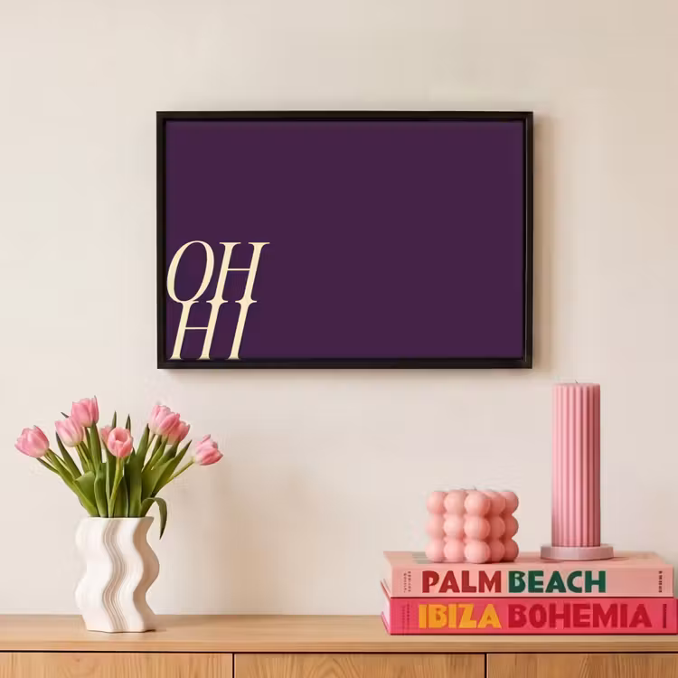 Canvas met lijst - Oh hi - Paars - Cursief — 8