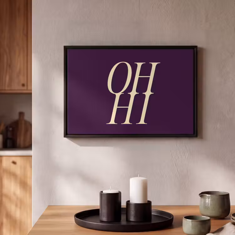 Canvas met lijst - Oh hi - Paars - Minimalistisch — 2