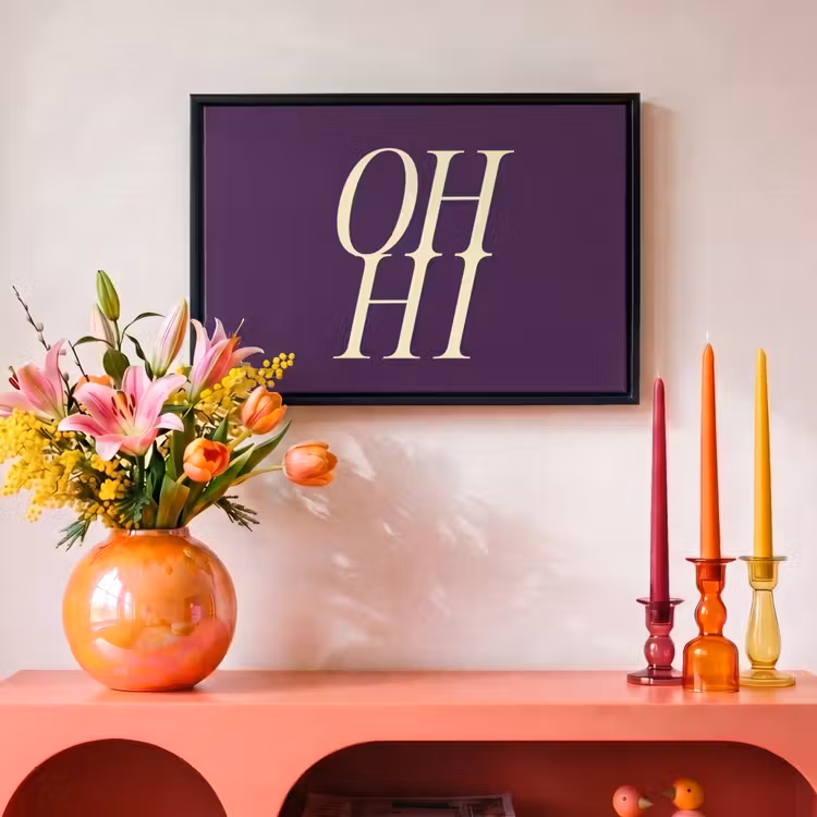 Canvas met lijst - Oh hi - Paars - Minimalistisch — 4