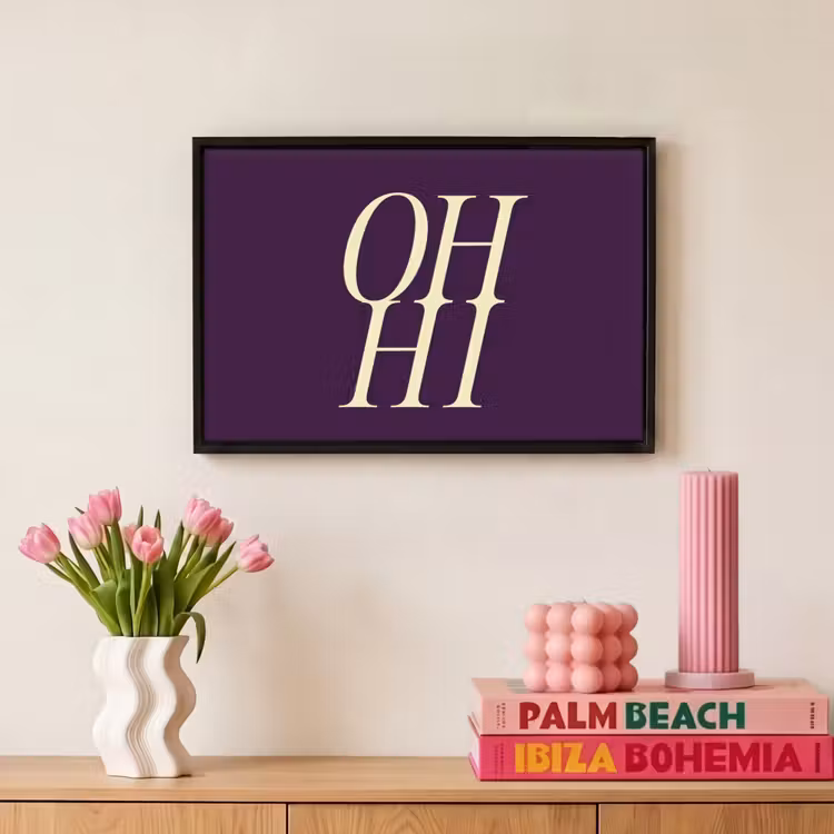 Canvas met lijst - Oh hi - Paars - Minimalistisch — 8