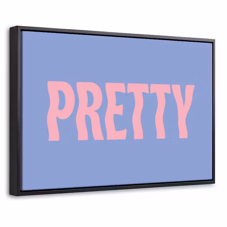 Canvas met lijst - Pretty - Roze - Blauw - Golvend — 1
