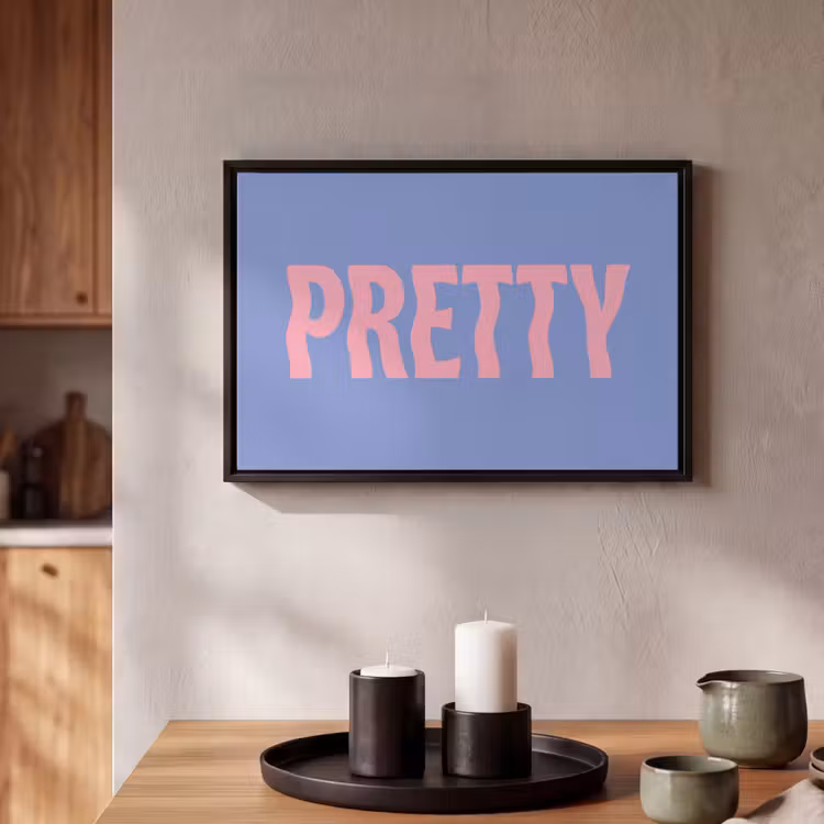 Canvas met lijst - Pretty - Roze - Blauw - Golvend — 2