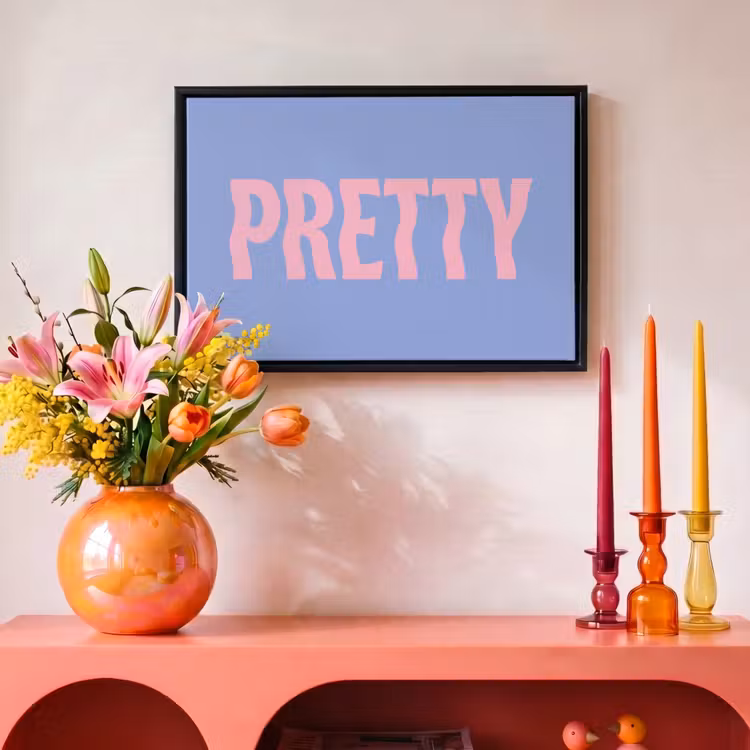 Canvas met lijst - Pretty - Roze - Blauw - Golvend — 4