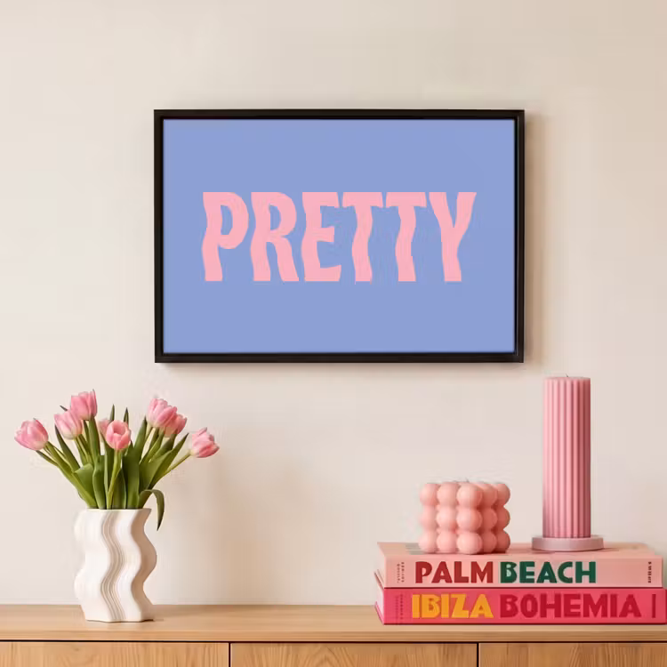 Canvas met lijst - Pretty - Roze - Blauw - Golvend — 8