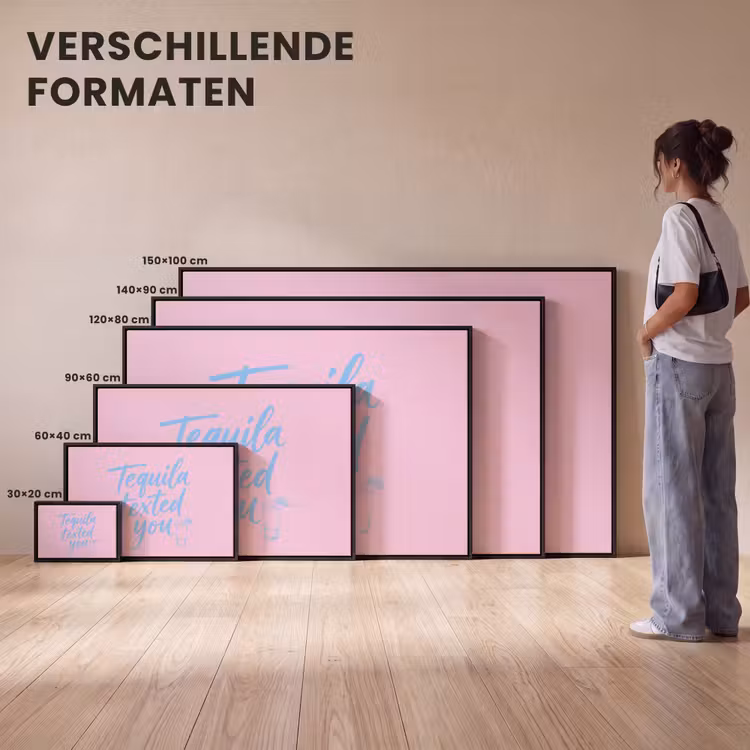 Canvas met lijst - Tequila texted you - Roze - Blauw — 7
