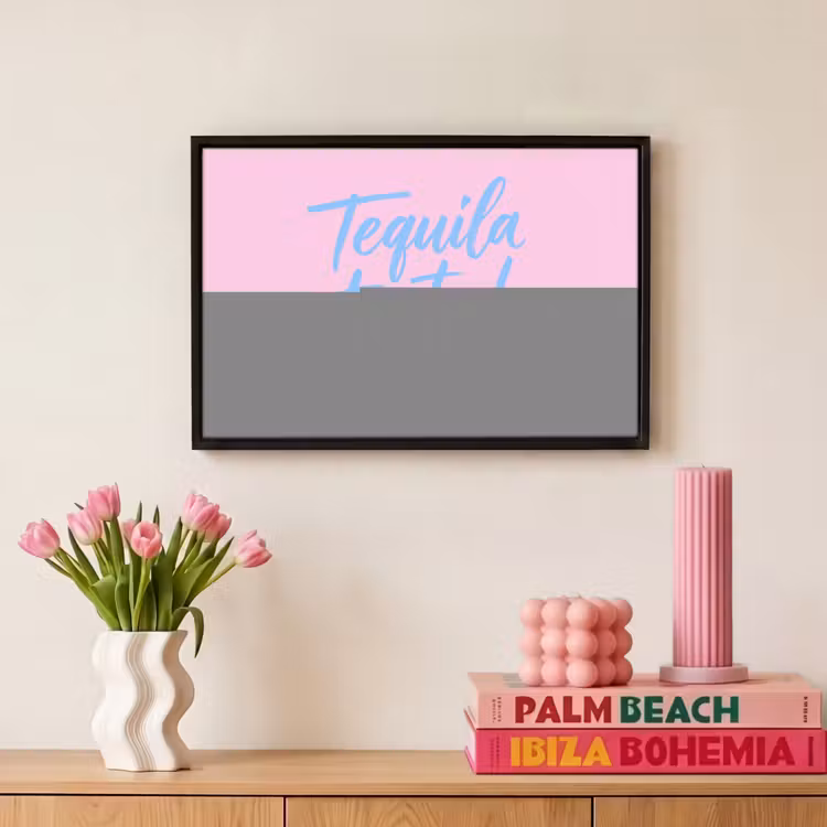Canvas met lijst - Tequila texted you - Roze - Blauw — 8