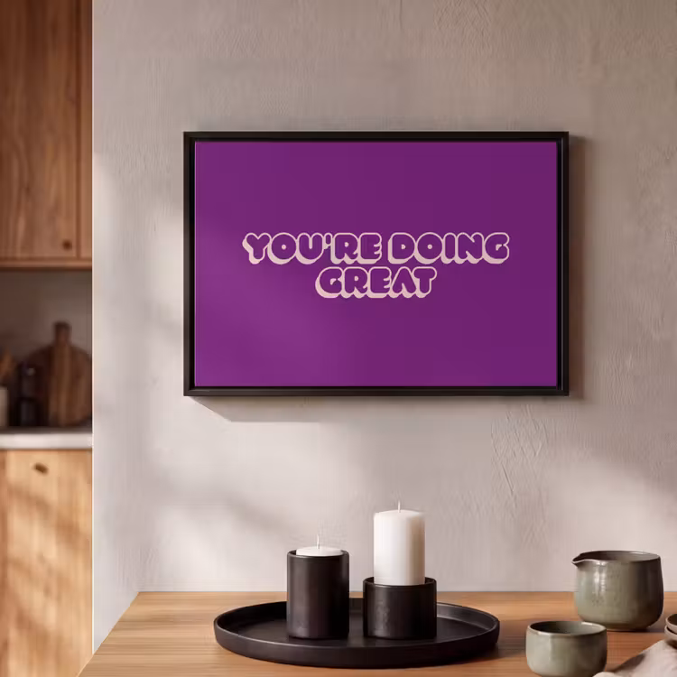 Canvas met lijst - You're doing great - Paars - Bubble letters — 2