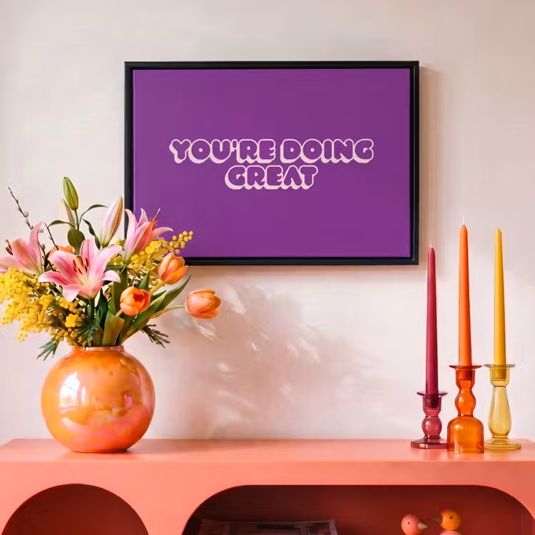 Canvas met lijst - You're doing great - Paars - Bubble letters — 4