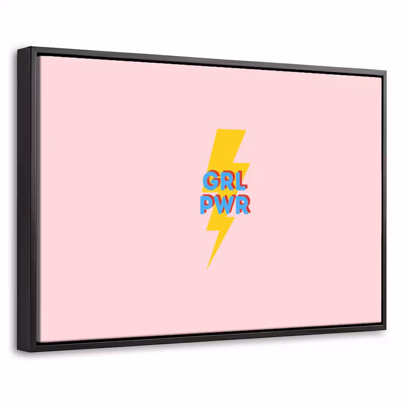 Canvas met lijst - Grl pwr - Bliksem - Roze — 1