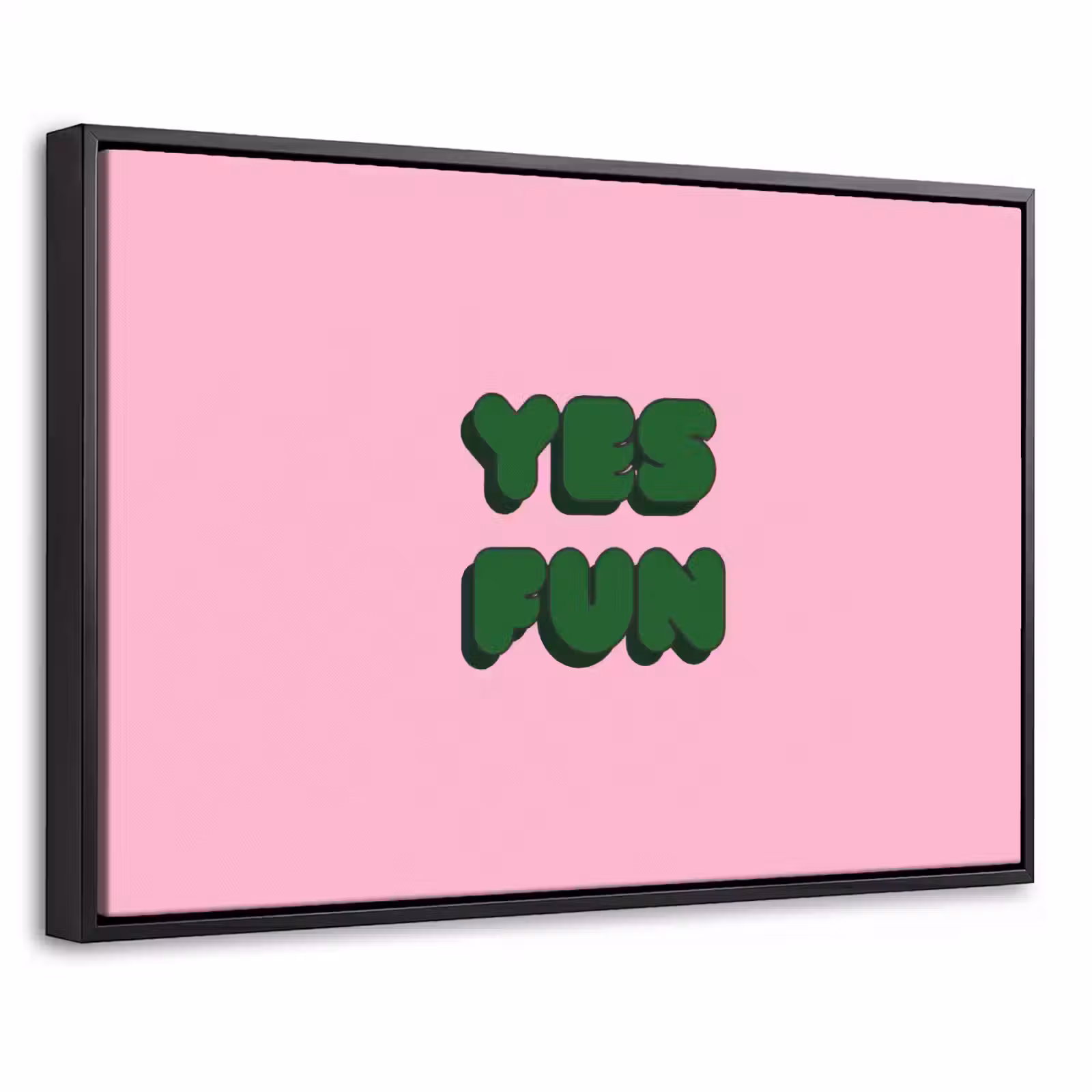 Canvas met lijst - Yes fun - Groen - Roze — 1