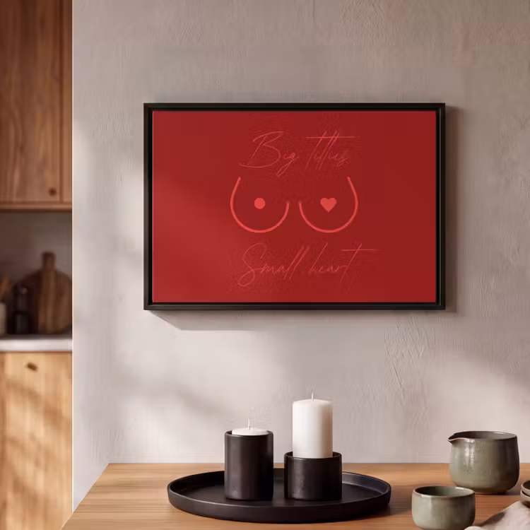 Canvas met lijst - Big titties small heart - Rood - Hart — 2