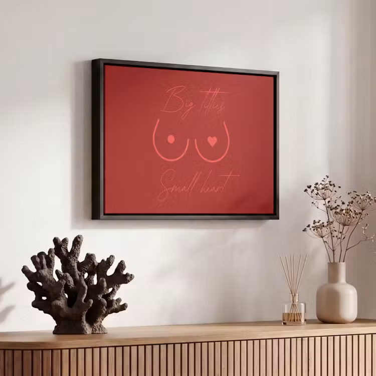 Canvas met lijst - Big titties small heart - Rood - Hart — 6