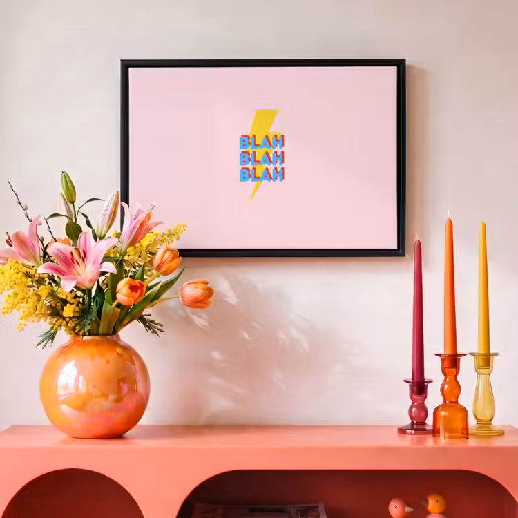 Canvas met lijst - Blah - Bliksem - Roze — 4