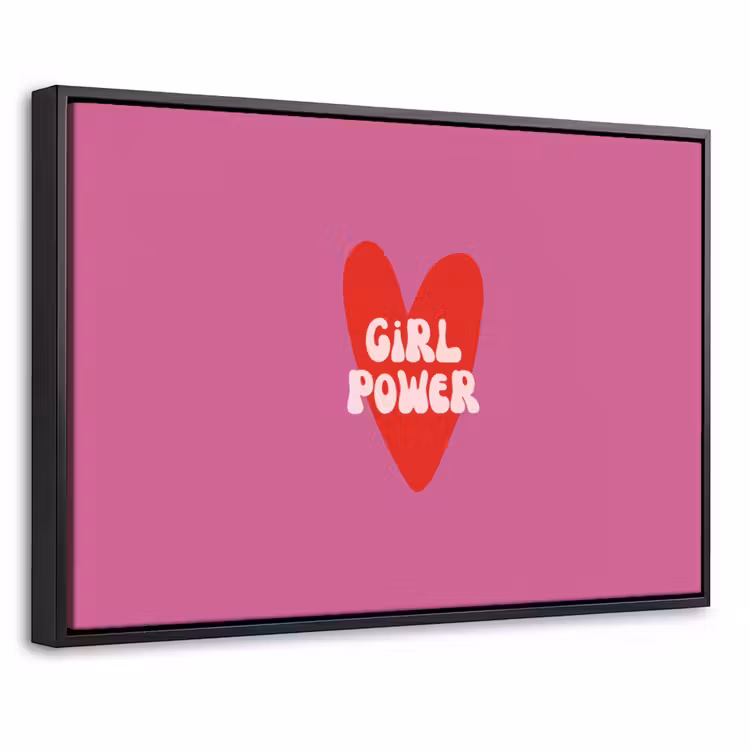 Canvas met lijst - Girl power - Hart - Roze - Rood — 1