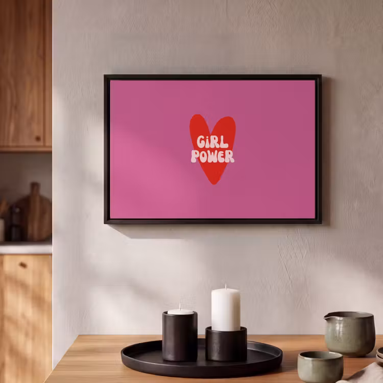 Canvas met lijst - Girl power - Hart - Roze - Rood — 2