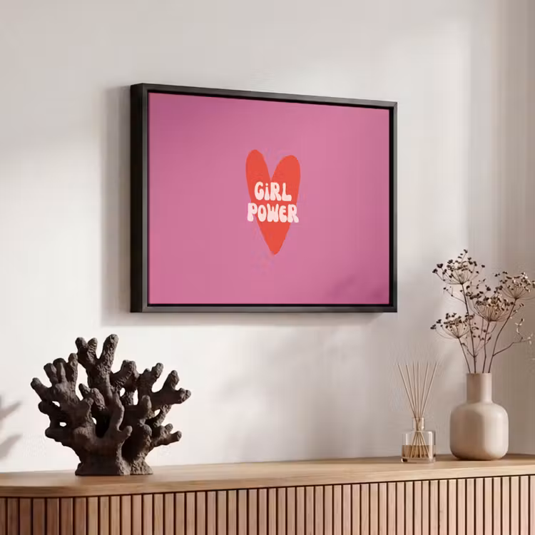 Canvas met lijst - Girl power - Hart - Roze - Rood — 6
