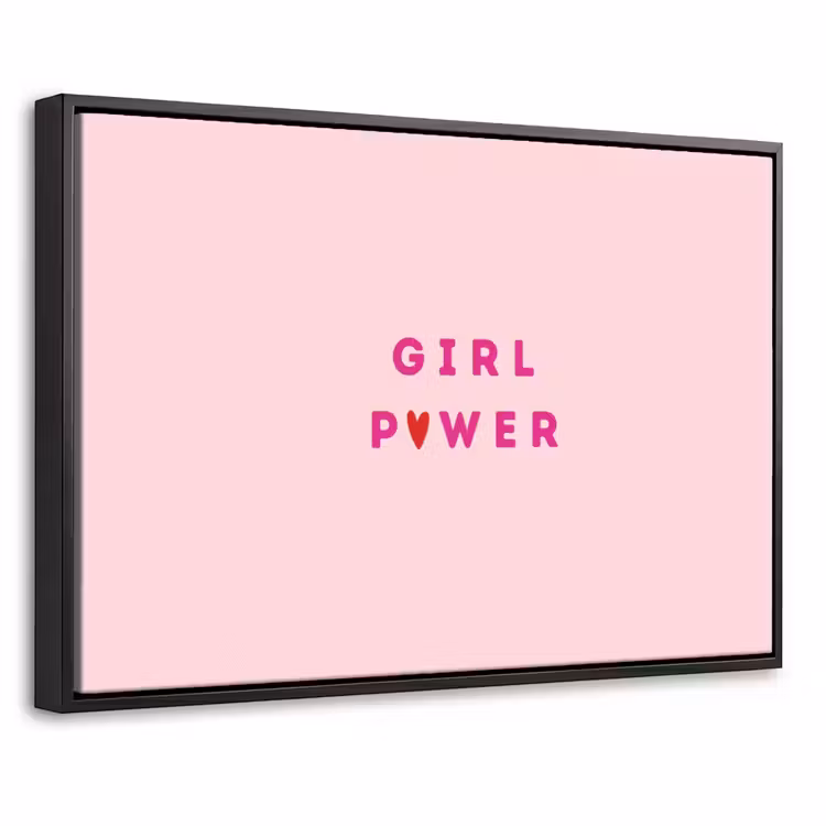 Canvas met lijst - Girl power - Roze - Hartje — 1