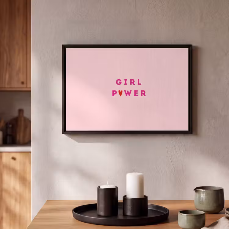 Canvas met lijst - Girl power - Roze - Hartje — 2