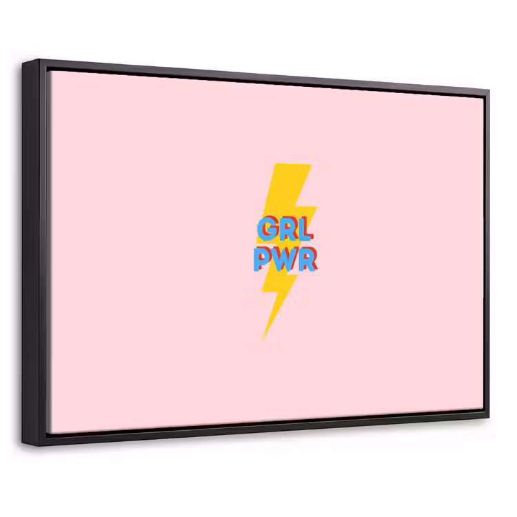Canvas met lijst - Grl pwr - Bliksem - Roze — 1
