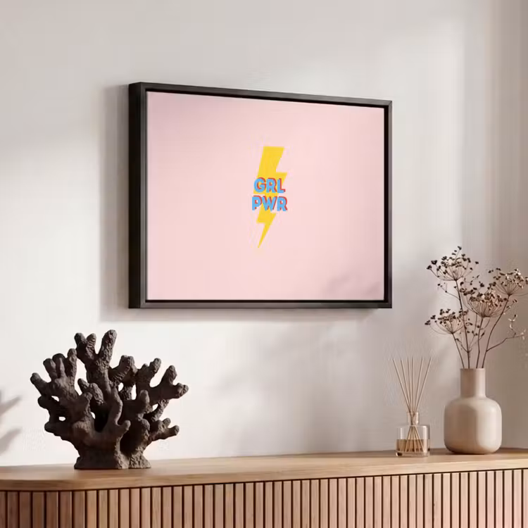 Canvas met lijst - Grl pwr - Bliksem - Roze — 6