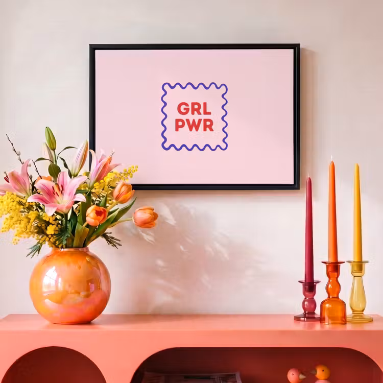 Canvas met lijst - Grl pwr - Roze - Kader — 4