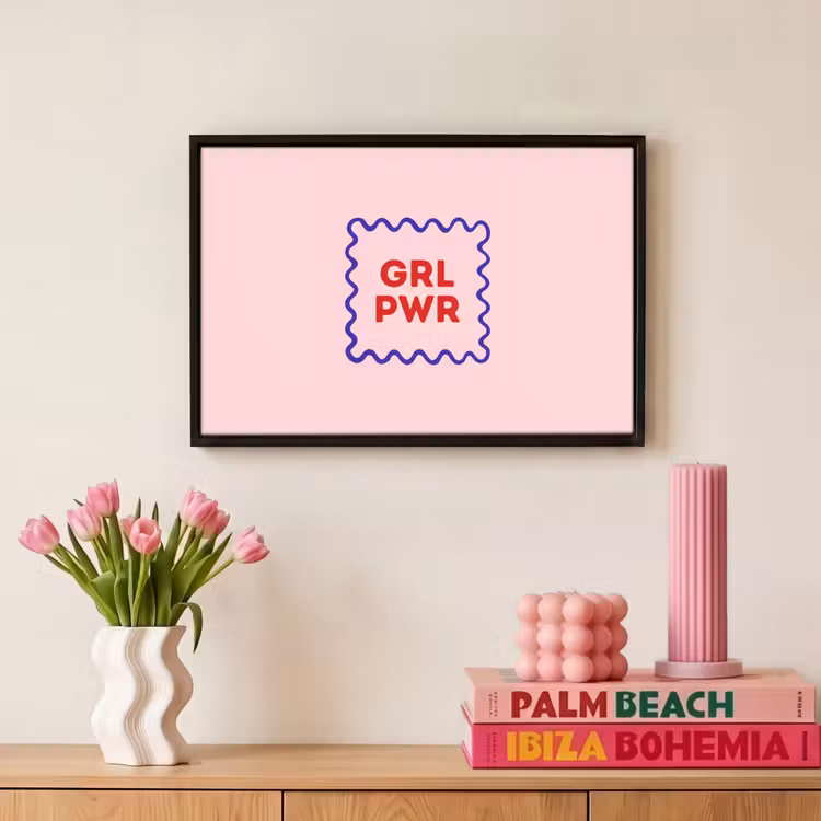 Canvas met lijst - Grl pwr - Roze - Kader — 8