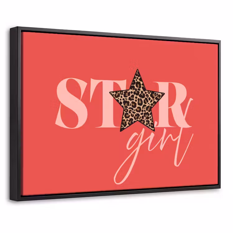 Canvas met lijst - Star girl - Rood - Panter - Ster — 1