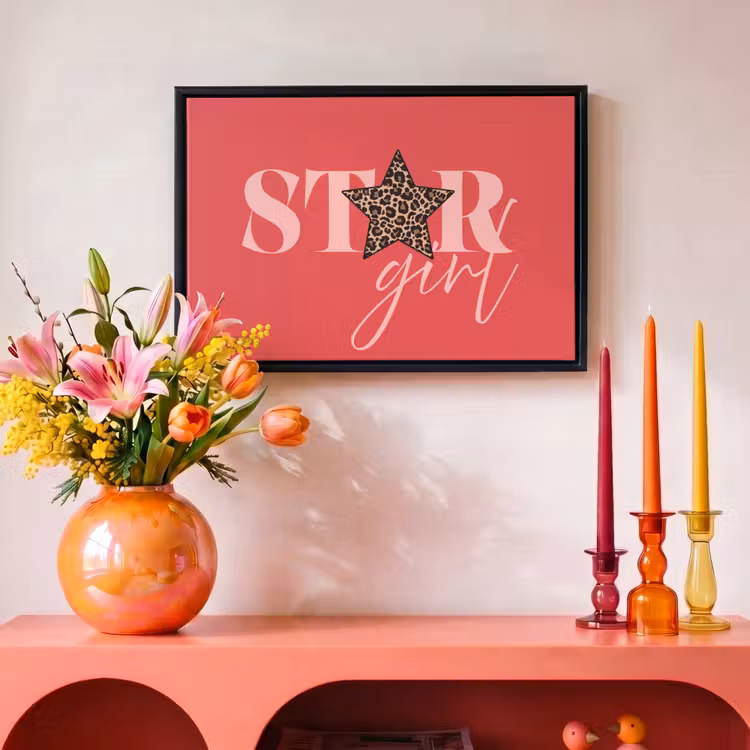 Canvas met lijst - Star girl - Rood - Panter - Ster — 4