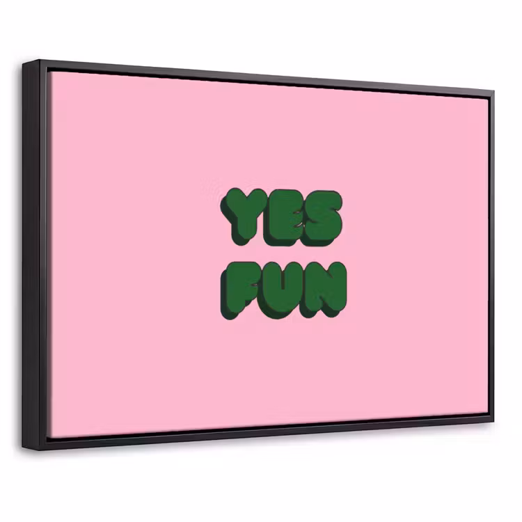 Canvas met lijst - Yes fun - Groen - Roze — 1