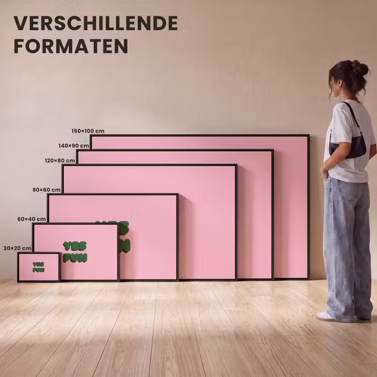Canvas met lijst - Yes fun - Groen - Roze — 7