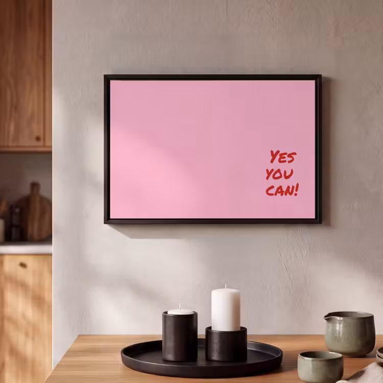 Canvas met lijst - Yes you can do it - Rood - Roze — 2