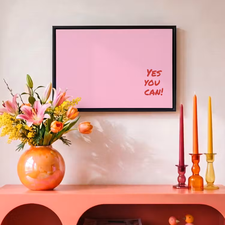 Canvas met lijst - Yes you can do it - Rood - Roze — 4