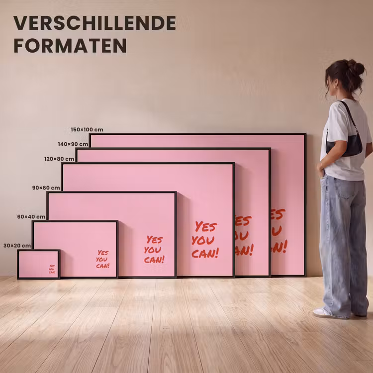 Canvas met lijst - Yes you can do it - Rood - Roze — 7