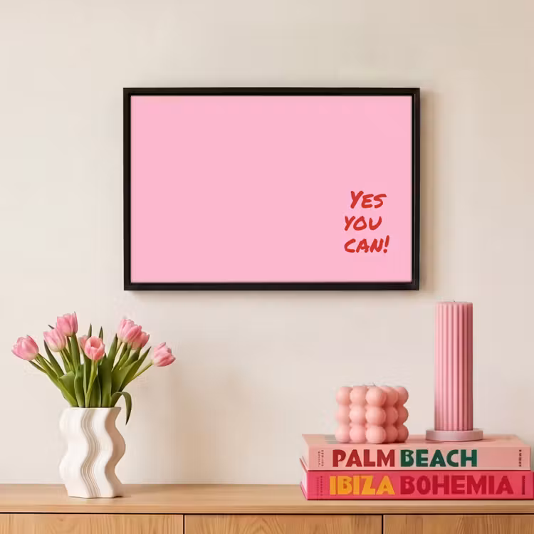 Canvas met lijst - Yes you can do it - Rood - Roze — 8