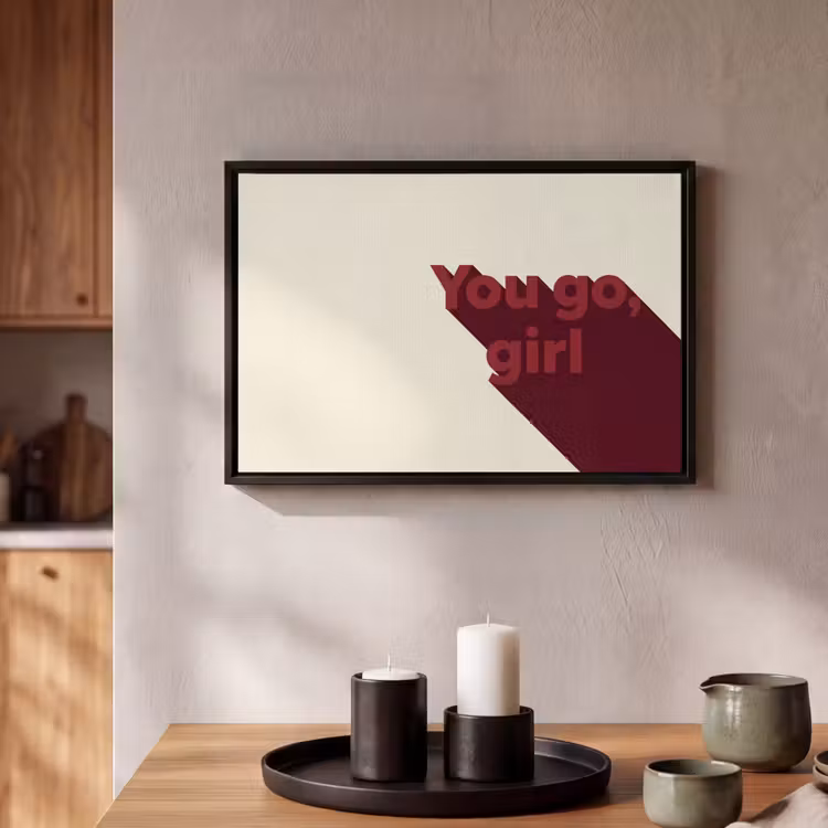 Canvas met lijst - you go girl - 3D - Rood — 2