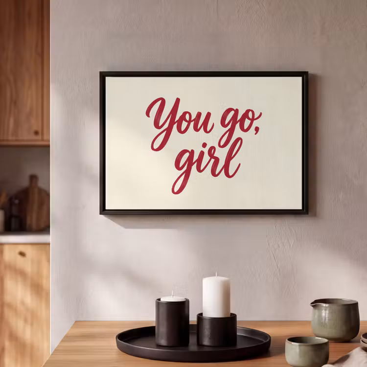 Canvas met lijst - you go girl - Rood - Wit — 2