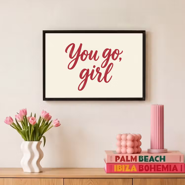 Canvas met lijst - you go girl - Rood - Wit — 8