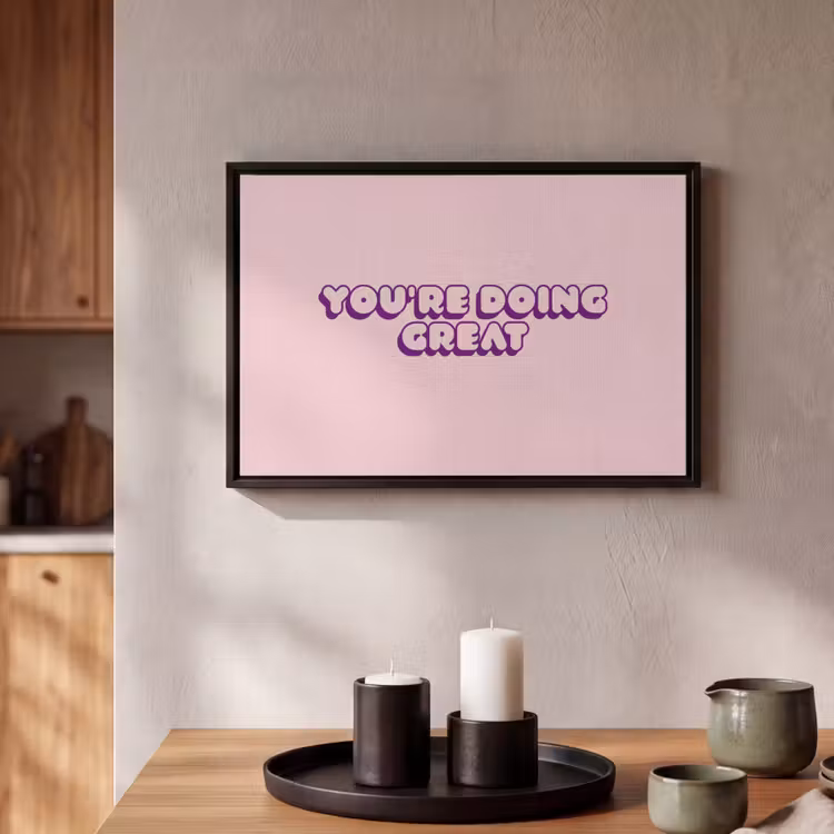 Canvas met lijst - You're doing great - roze - 3D — 2
