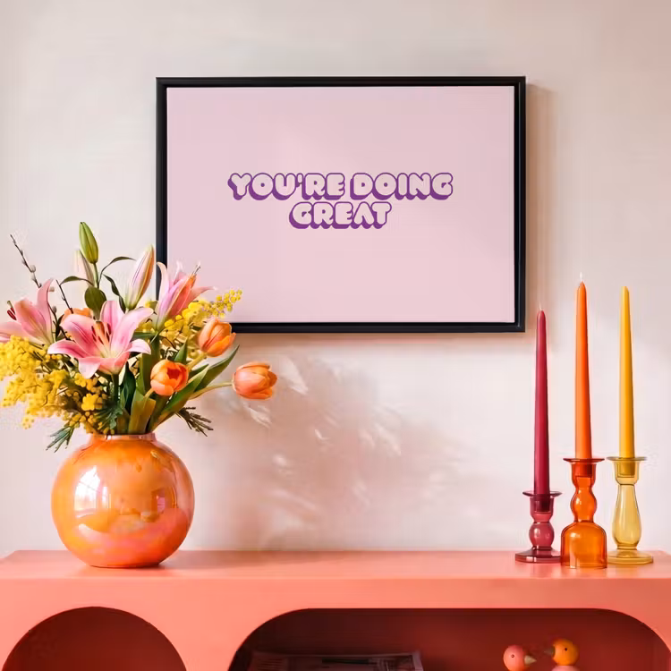 Canvas met lijst - You're doing great - roze - 3D — 4