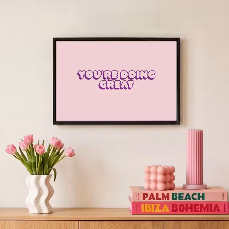 Canvas met lijst - You're doing great - roze - 3D — 8