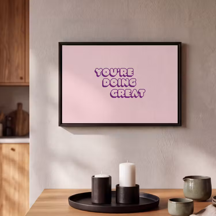 Canvas met lijst - You're doing great - Roze - Bubble letters — 2
