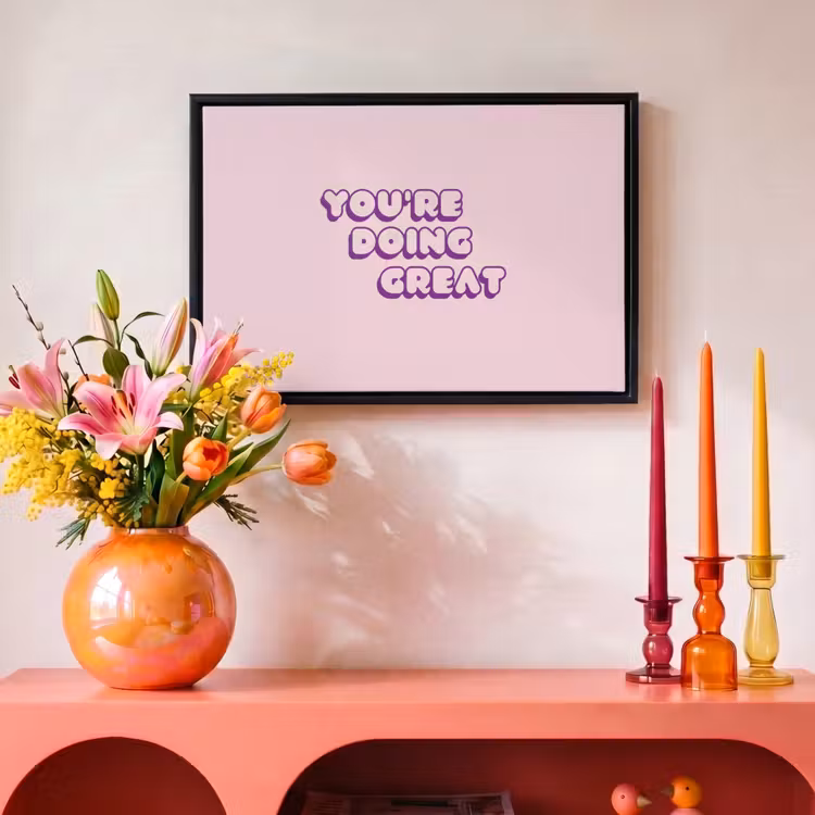 Canvas met lijst - You're doing great - Roze - Bubble letters — 4