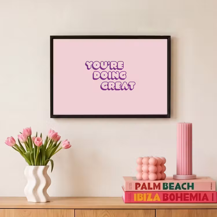 Canvas met lijst - You're doing great - Roze - Bubble letters — 8